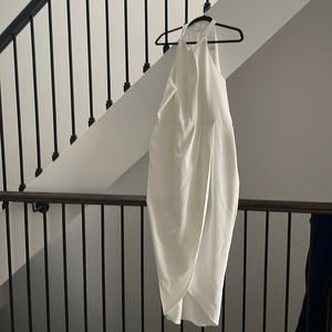 White halter neck midi dress